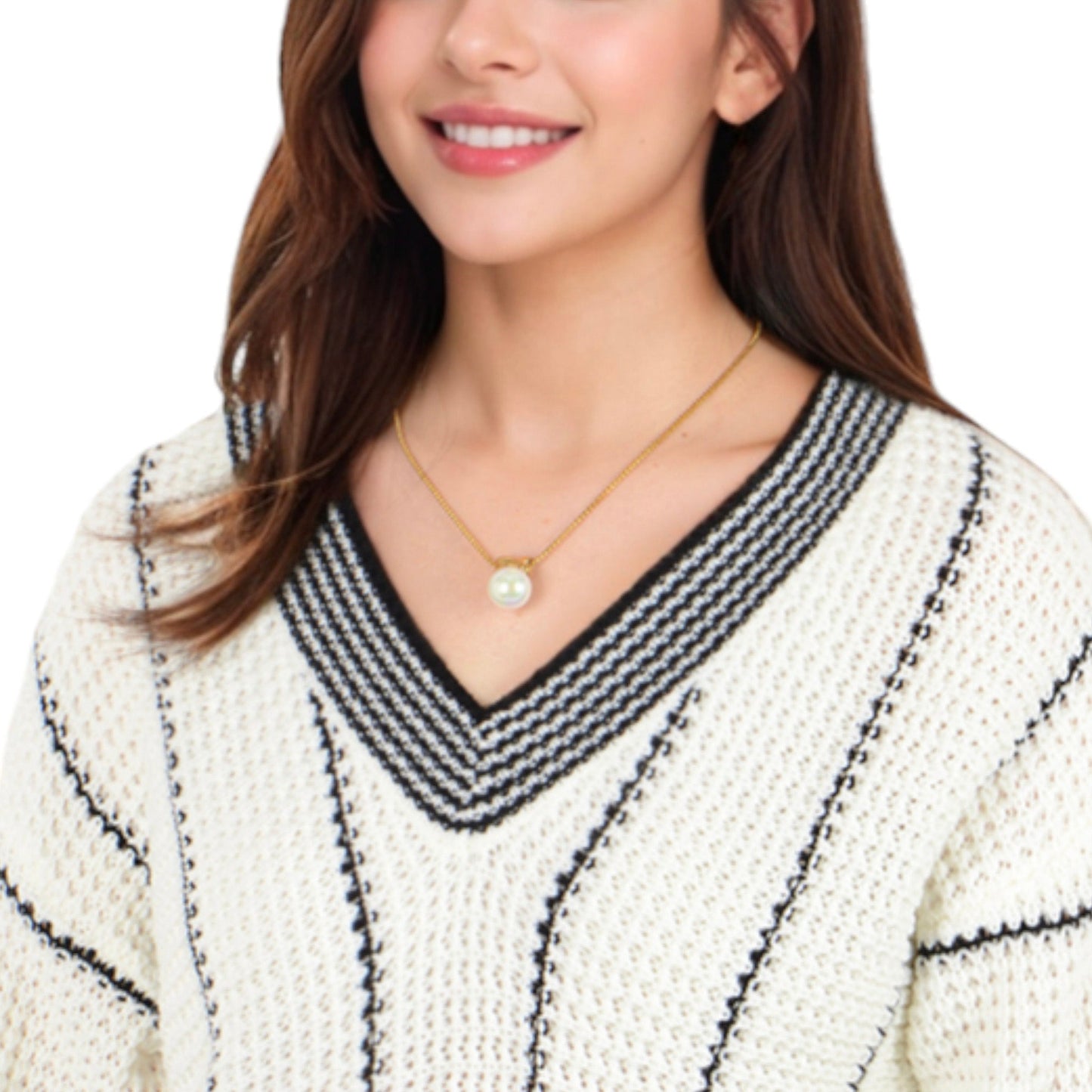 Alilang Gold Tone Pendant Necklace with Faux Pearl Drop and X Charm