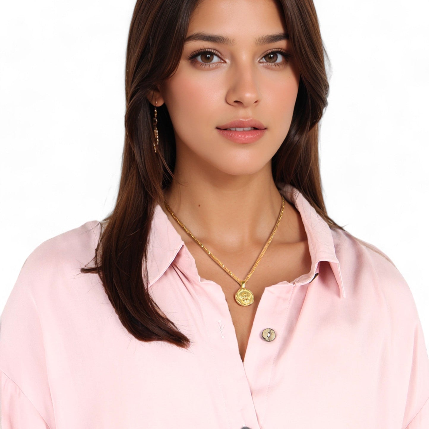 Alilang Women's Rhinestone Sun and Moon Pendant Necklace with Gold Tone Chain Statement Jewelry Piece