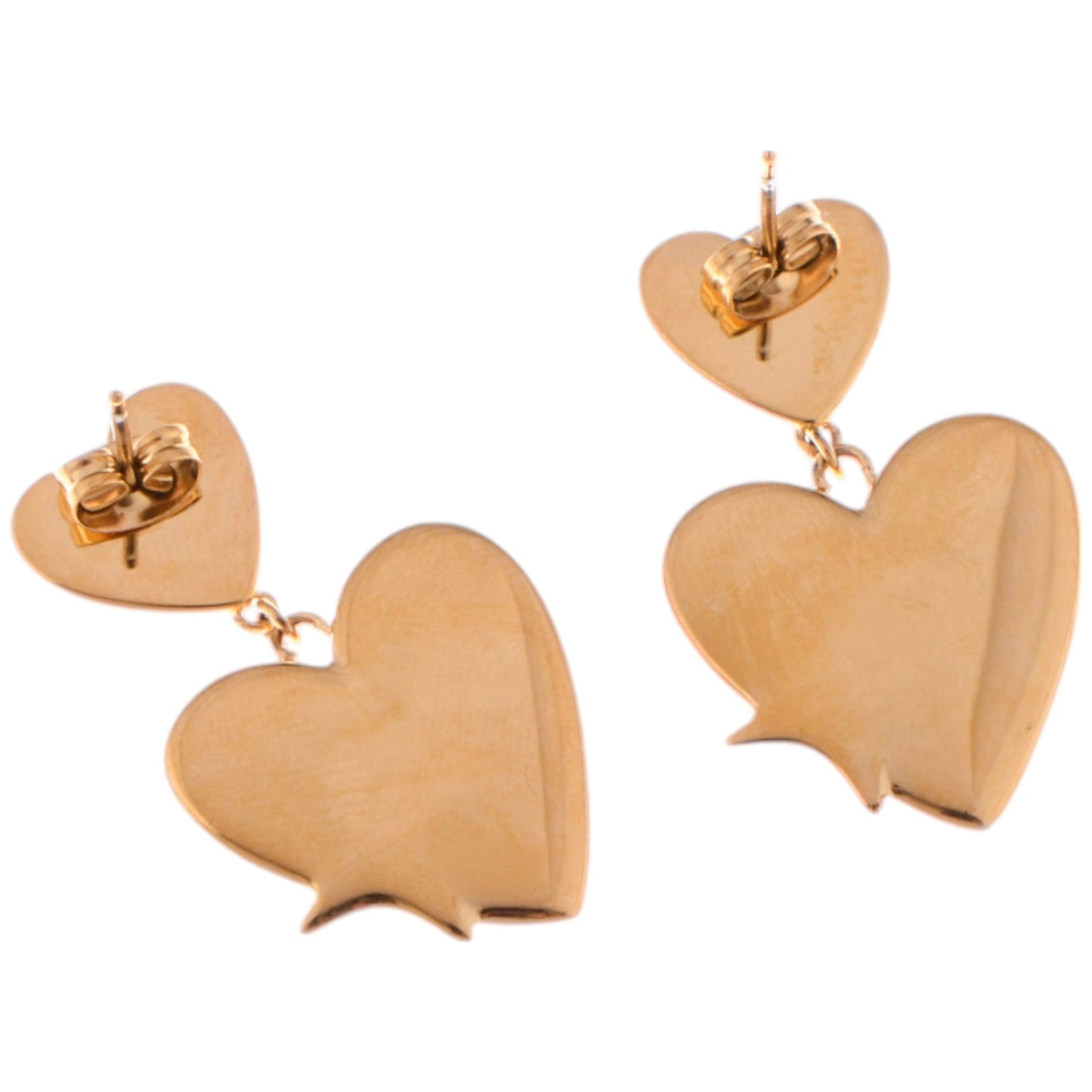 Alilang Gold Tone Heart Dangle Earrings with Silver Star Accents
