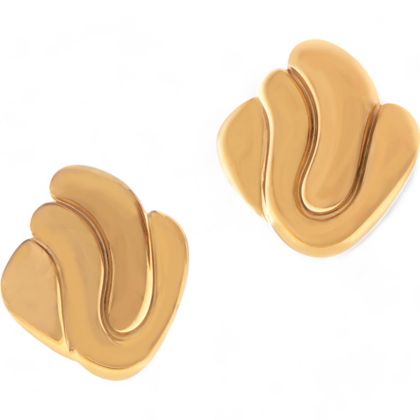 Alilang Women's Gold Tone Sculptural Swirl Stud Earrings Bold Modern Design