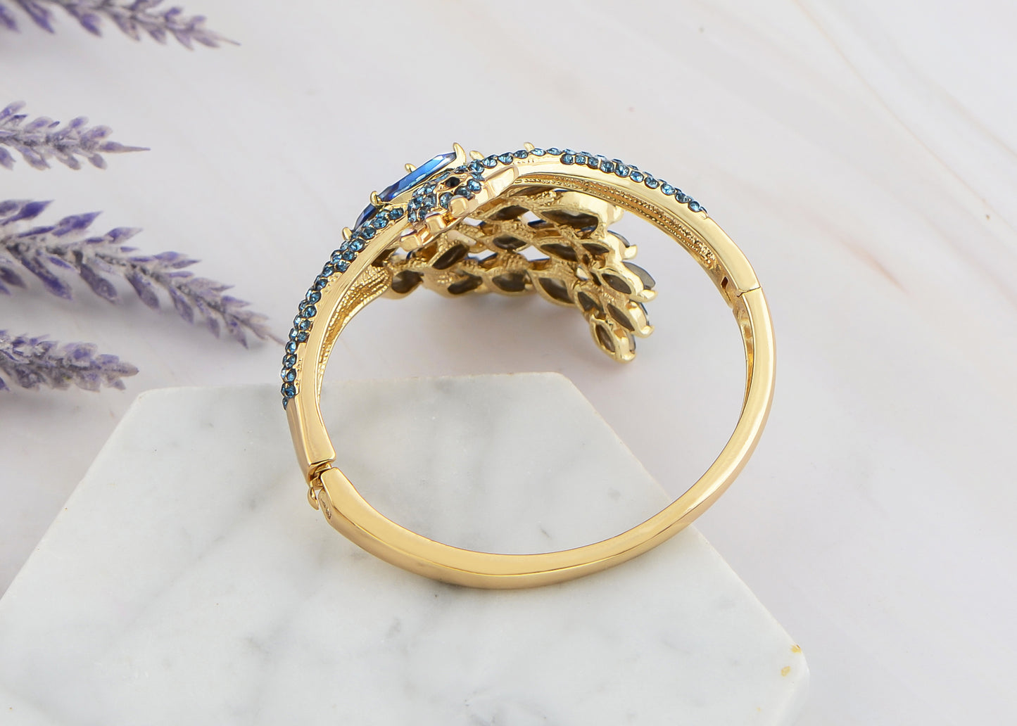 Swarovski Crystal Gold Plated Peacock Bangle Bracelet