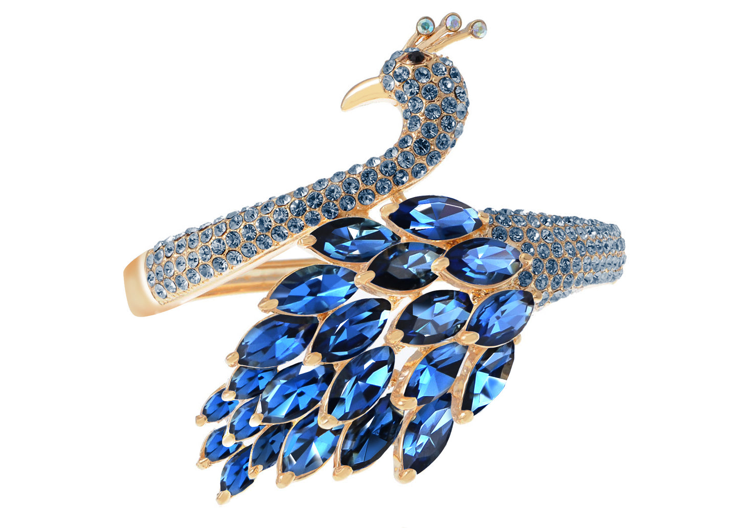 Swarovski Crystal Gold Plated Peacock Bangle Bracelet