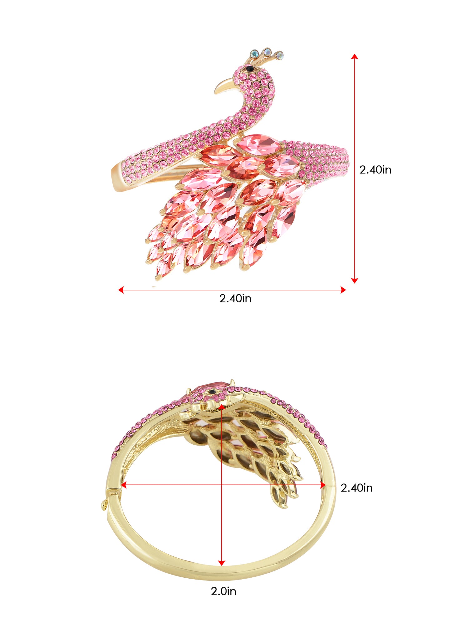 Swarovski Crystal Gold Plated Peacock Bangle Bracelet