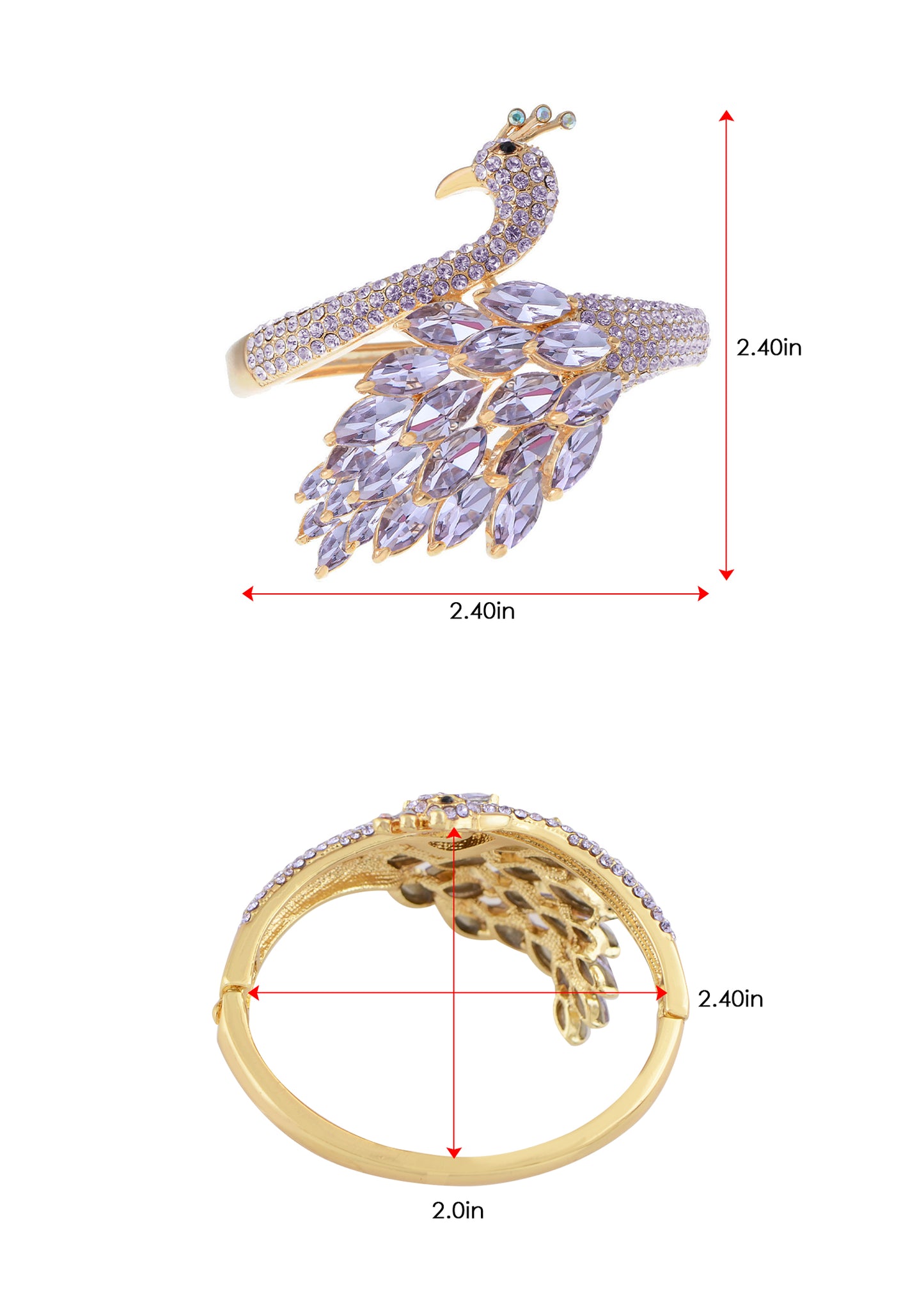 Swarovski Crystal Gold Plated Peacock Bangle Bracelet