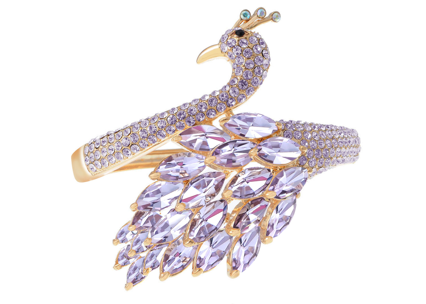 Swarovski Crystal Gold Plated Peacock Bangle Bracelet