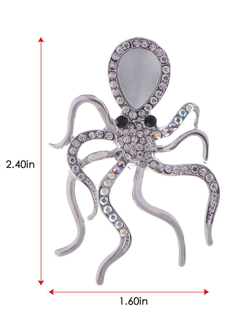 Slive Colored Nautical Rose Octopus Brooch Pin
