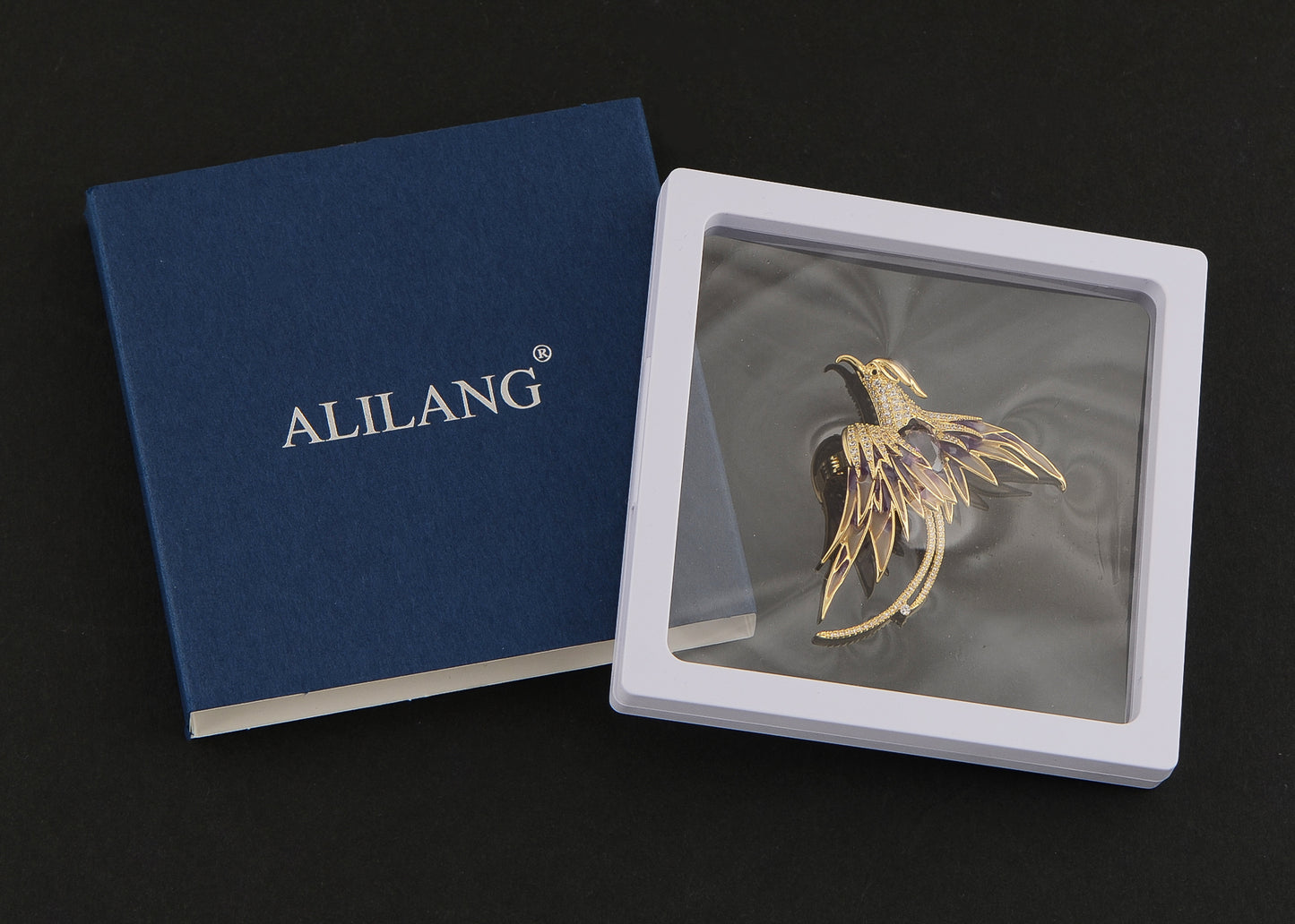 Rone Shine Pink Enamel Stunning Phoenix Flying Bird Brooch Pin