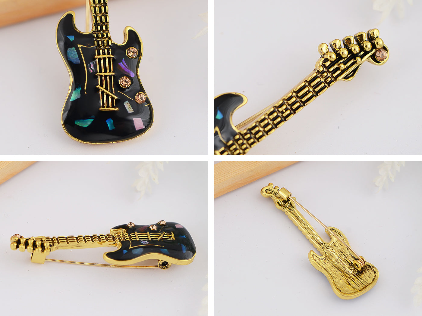 Colored Acoustic Guitar Brooch Pin