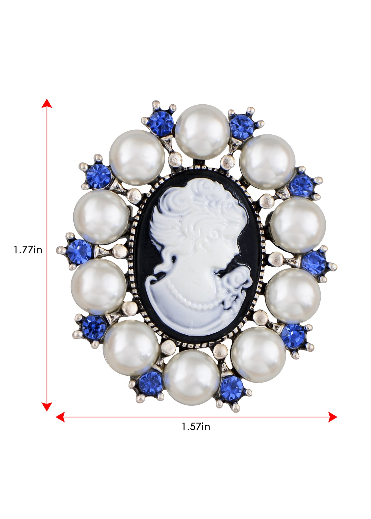 Alilang Victorian Lady Cameo Brooch Pin Faux Pearl Crystal Lapel Pin for Wedding Party