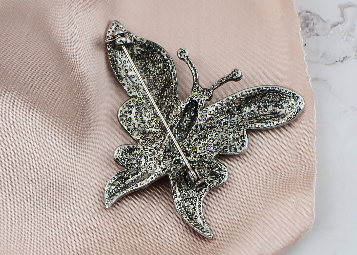 Abalone Colored Dark Butterfly Insect Wings Brooch Pin