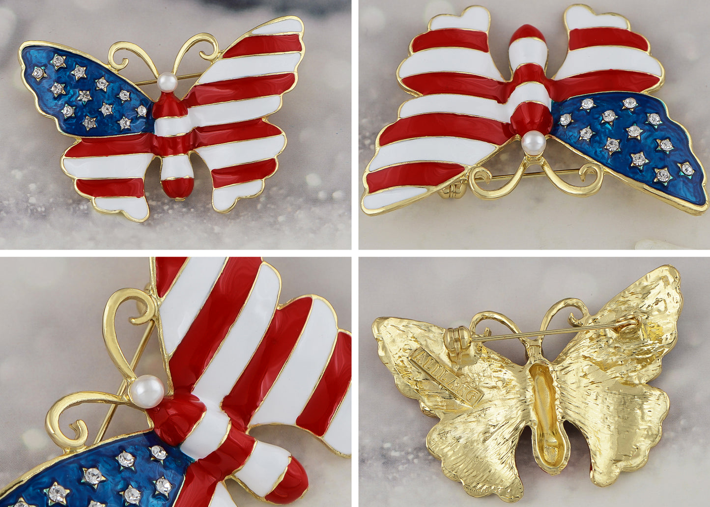 4th Of July American USA Flag Pin Brooch