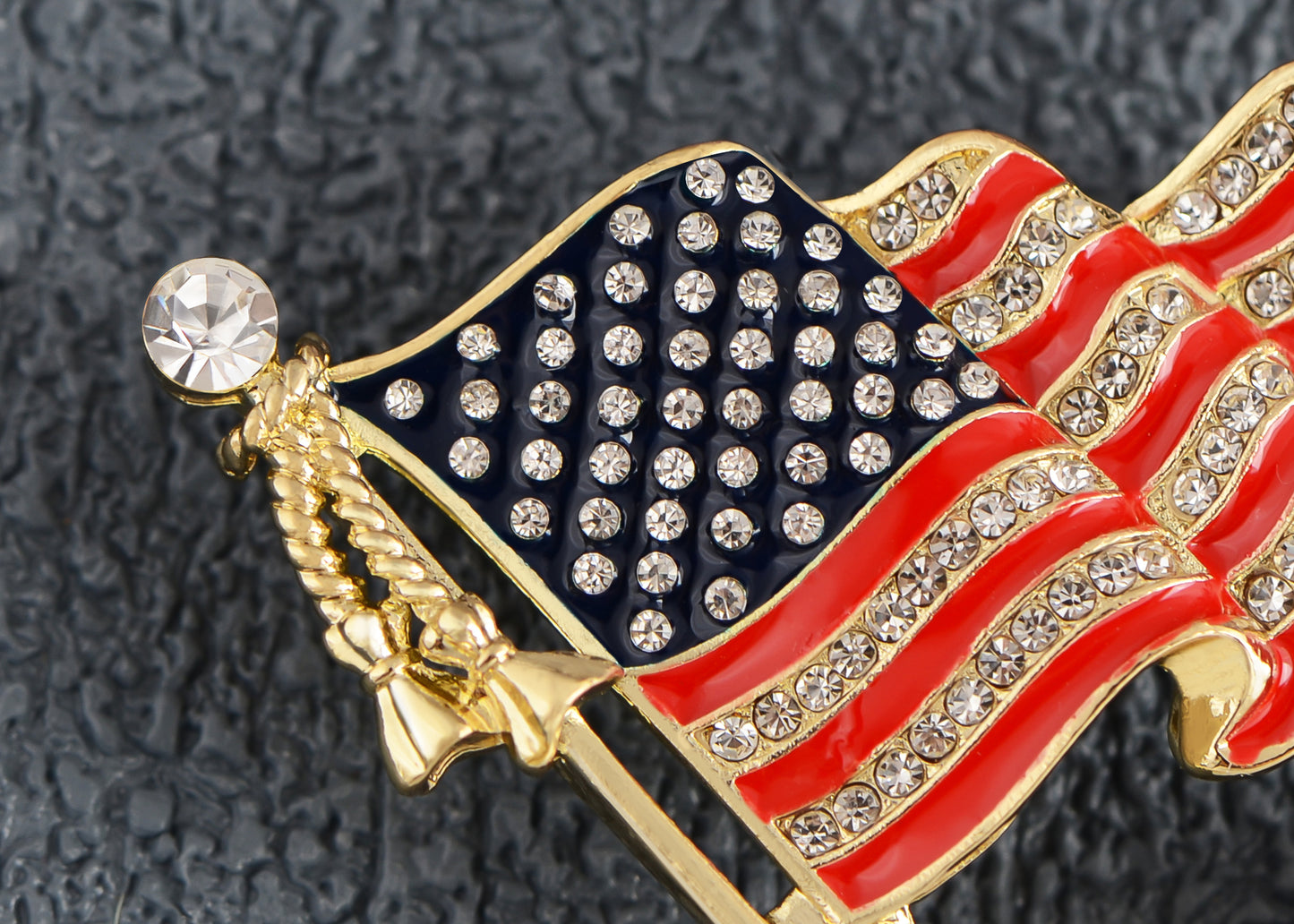 Alilang America USA Patriotic American Crystal Rhinestone Waving Flag Brooch Pin
