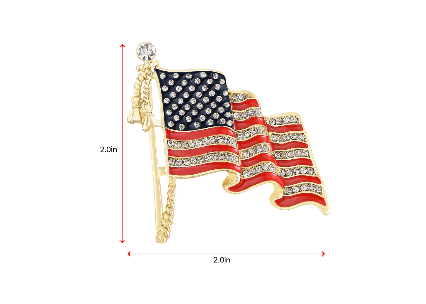 Alilang America USA Patriotic American Crystal Rhinestone Waving Flag Brooch Pin