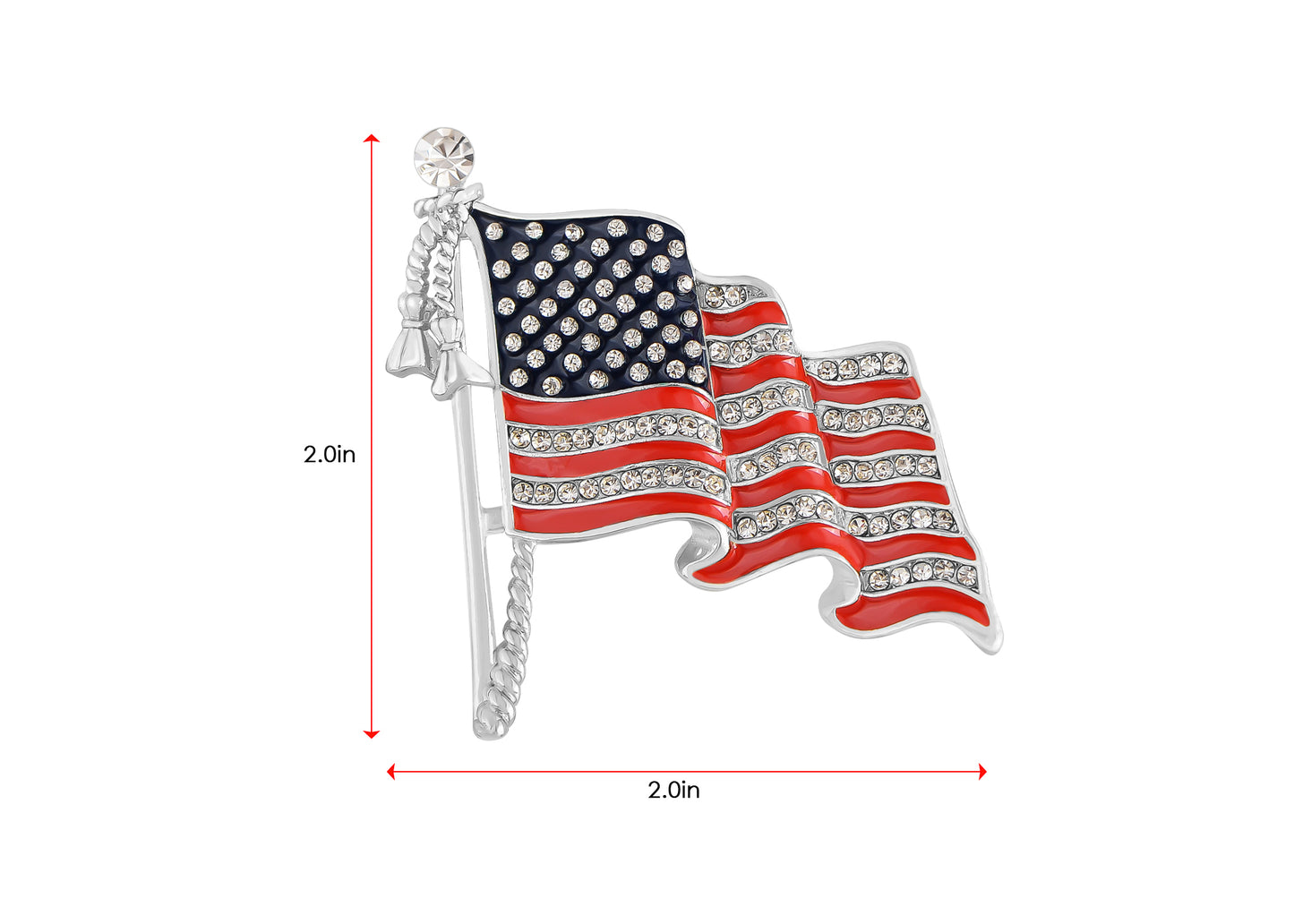 Alilang America USA Patriotic American Crystal Rhinestone Waving Flag Brooch Pin