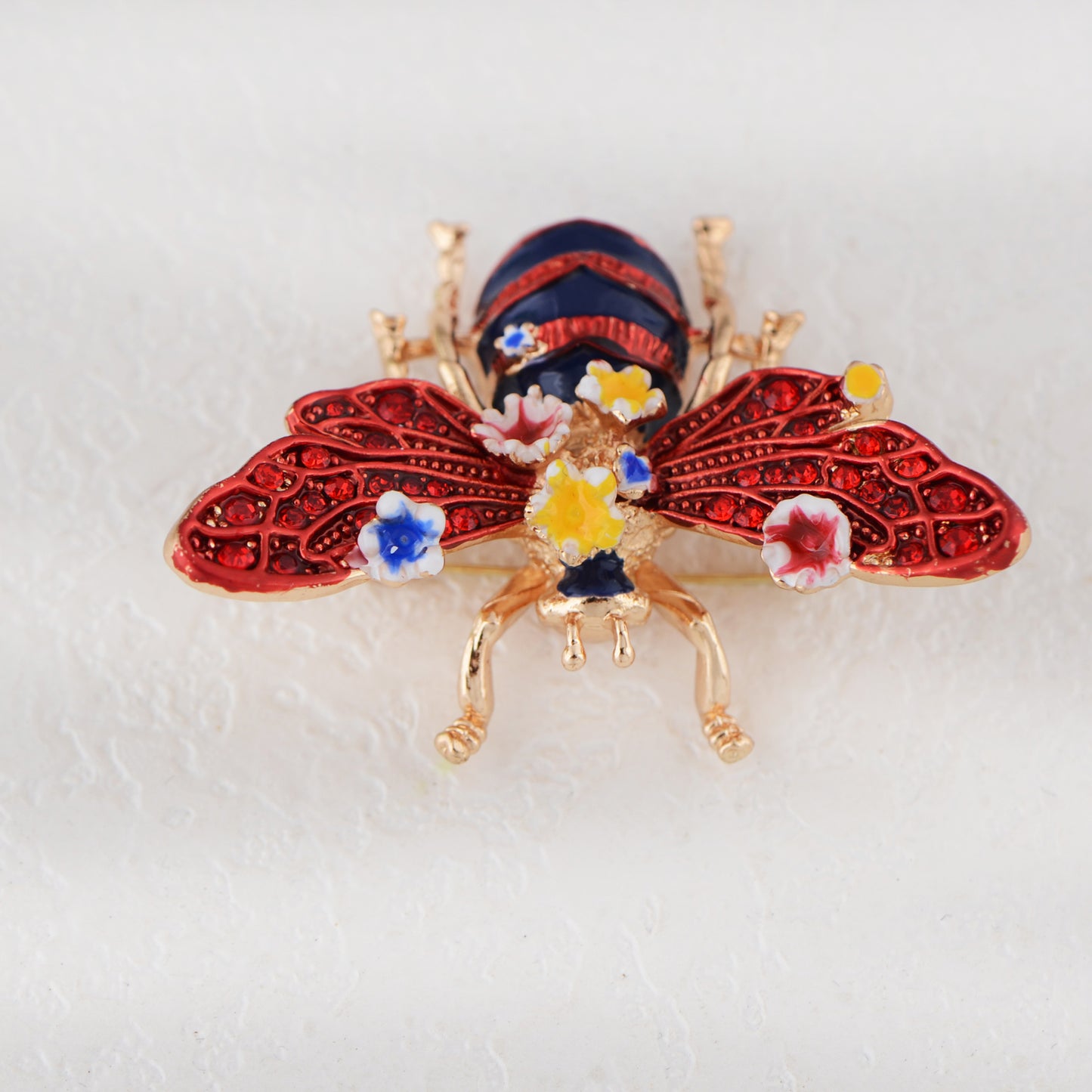 Alilang Crystal Rhinestone Bee Crystal Rhinestone Brooch Pin - Elegant Enamel Insect Flower Jewelry for Women & Men