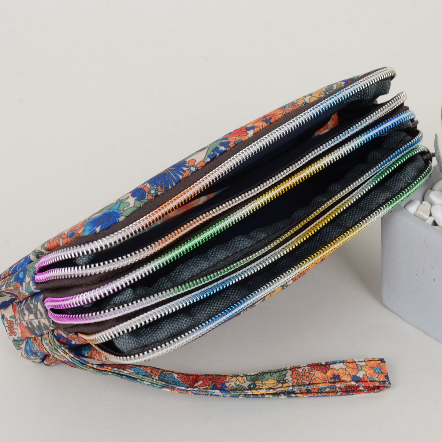 Anna-Kaci Women¡¯s Floral Print Multi-Zip Nylon Wristlet Handbag