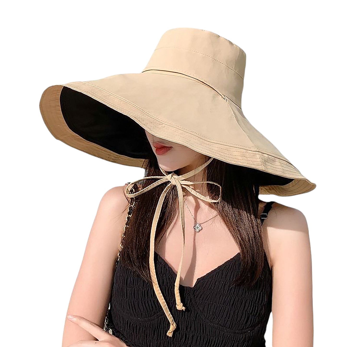 Anna-Kaci Women's Reversible Wide - Brim Sun Hat with Adjustable Chin Strap