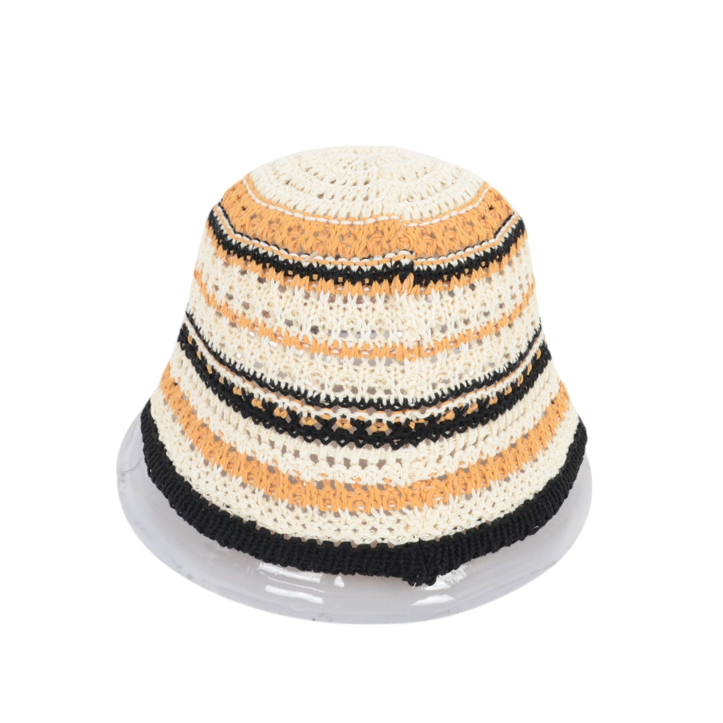 Anna-Kaci Women's Multicolor Striped Crochet Bucket Hat Lightweight Summer Accessory