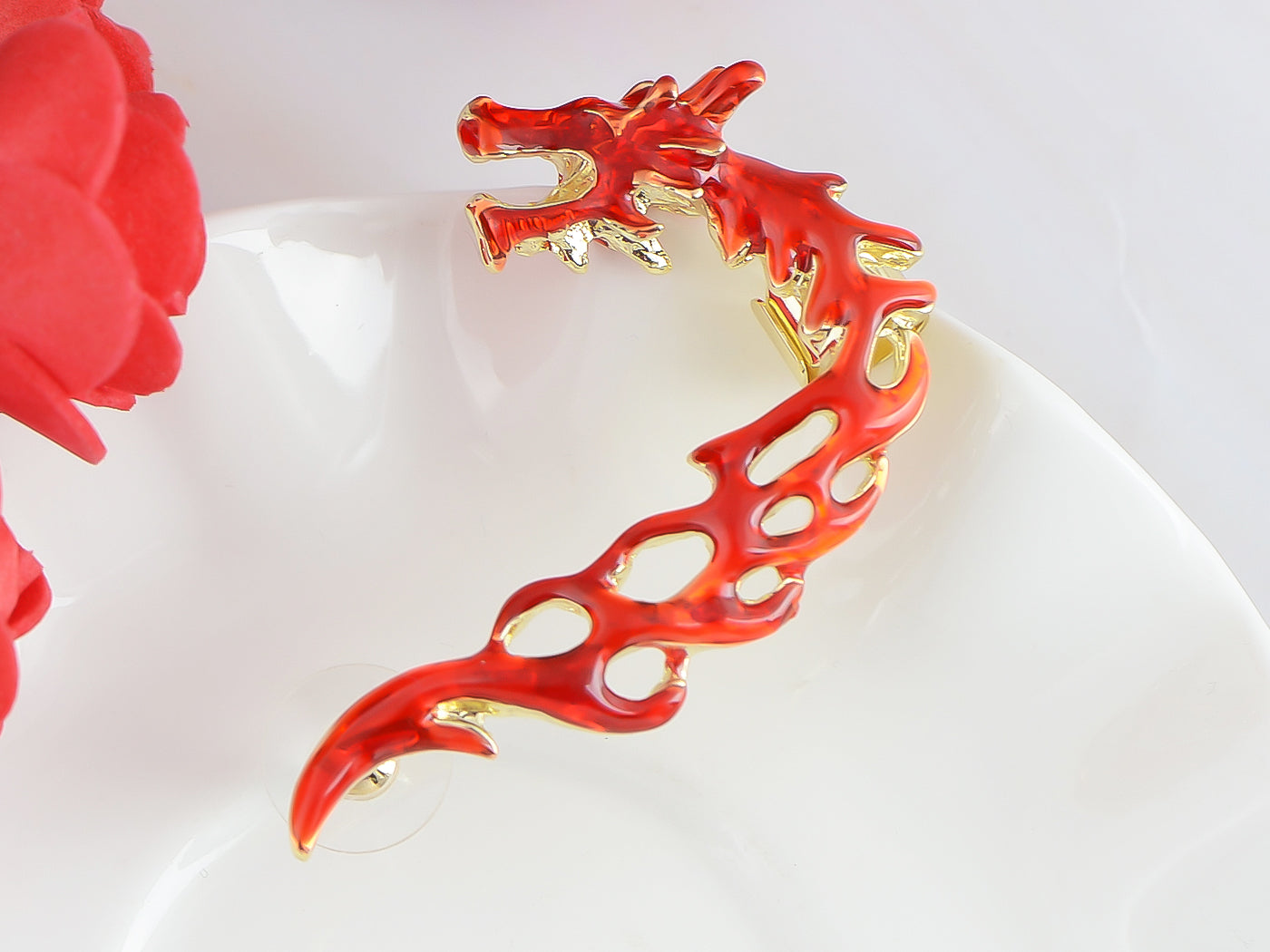 Dragon Fury Battleground Shimmering Finish Flame Esque Earring Cuff