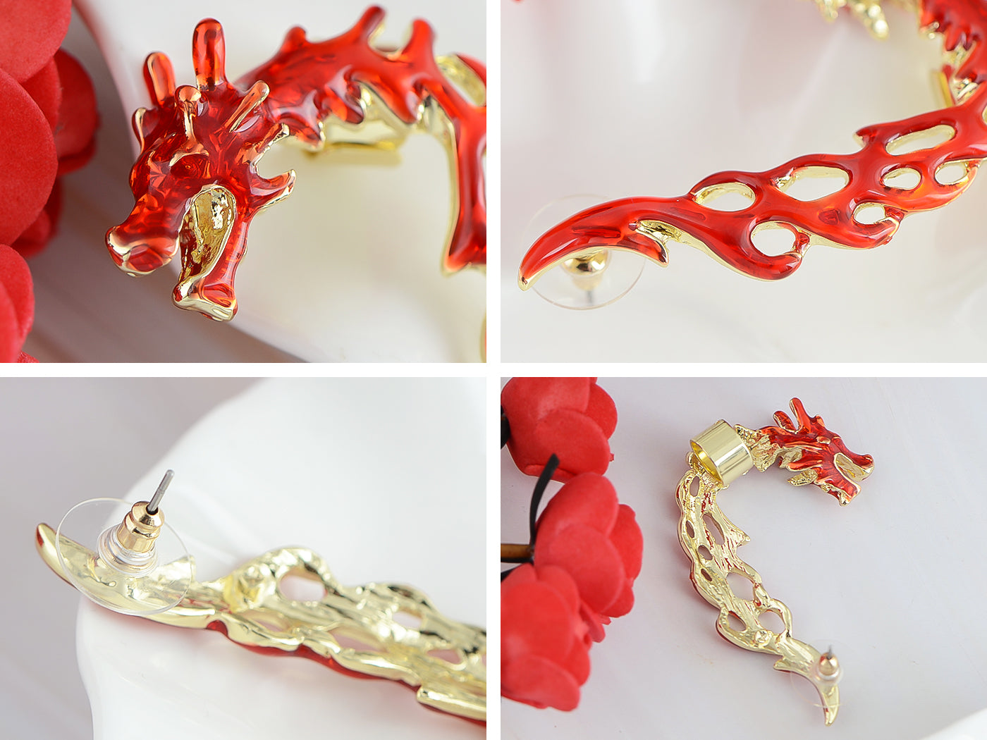 Dragon Fury Battleground Shimmering Finish Flame Esque Earring Cuff