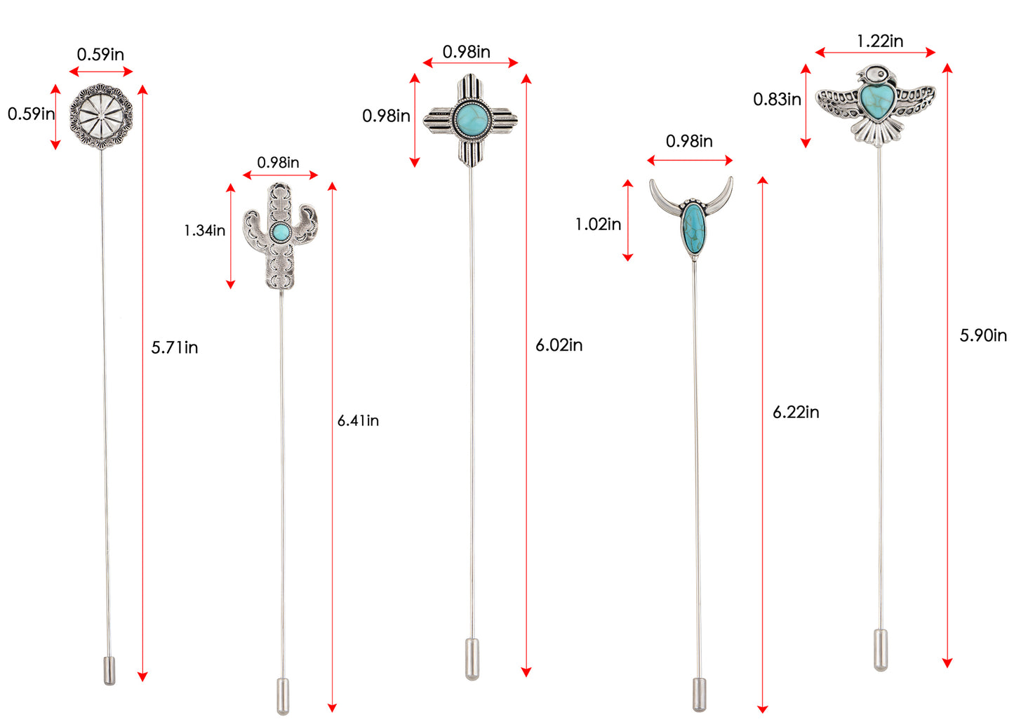 Alilang Vintage Hat Pin 5 inch Long Handle Golden Tone Lapel Pins Tie Scarf Brooch Jewelry Accessories Pack of 2/3