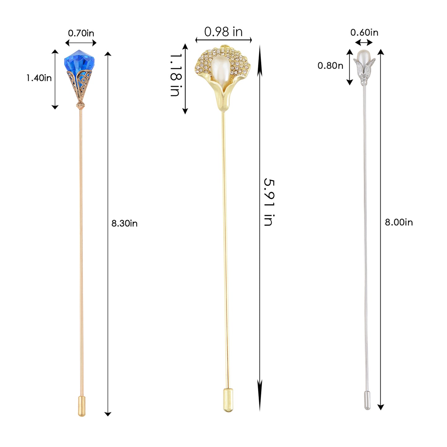 Alilang Assorted Decorative Hat Pin Brooch Set of 3 Includes Animal Floral Vintage Designs for Stylish Accessory Use