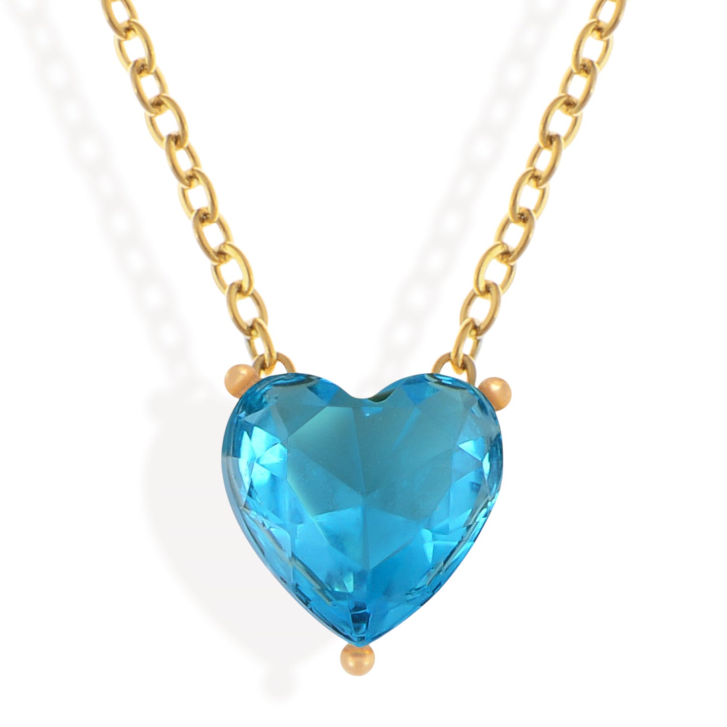 Alilang Gold Tone Necklace with Heart-Shaped Crystal Pendant