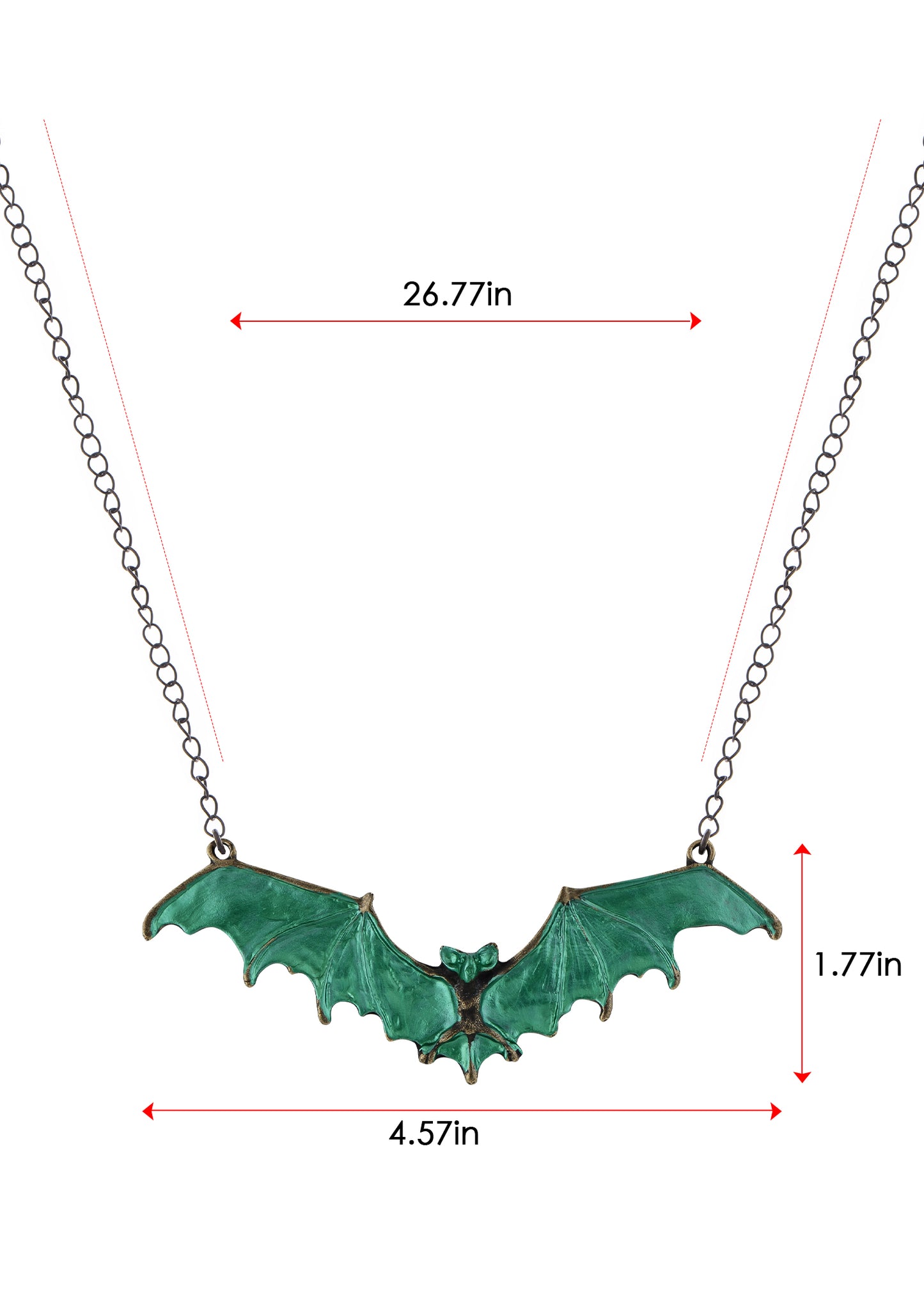 Frightening Halloween Black Enamel Paint Flying Bat Chain Necklace Pendant