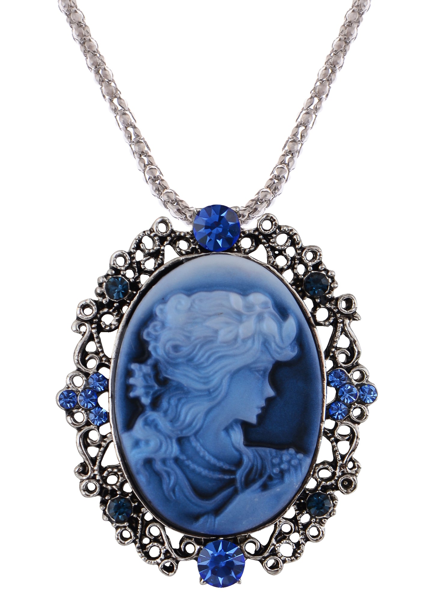 Gun Cameo Lady Victorian Pendant Necklace