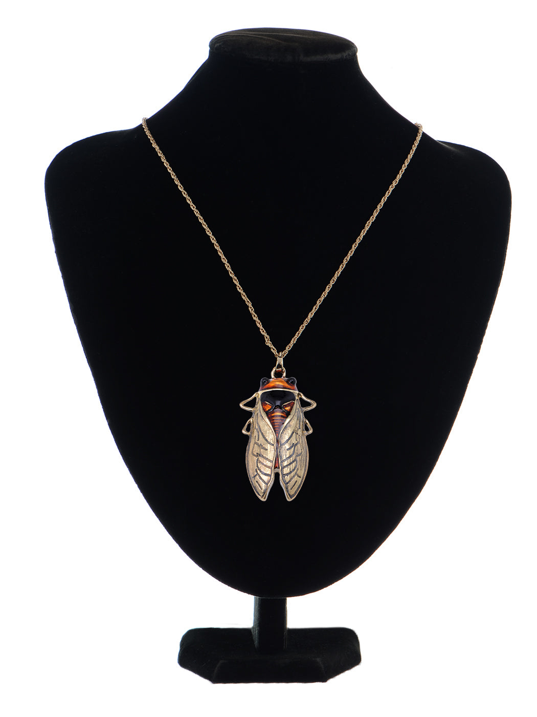Big Antique Orange Amber Vintage Insect Cicada Beetle Bug Chain Pendant Necklace - ALILANG.COM