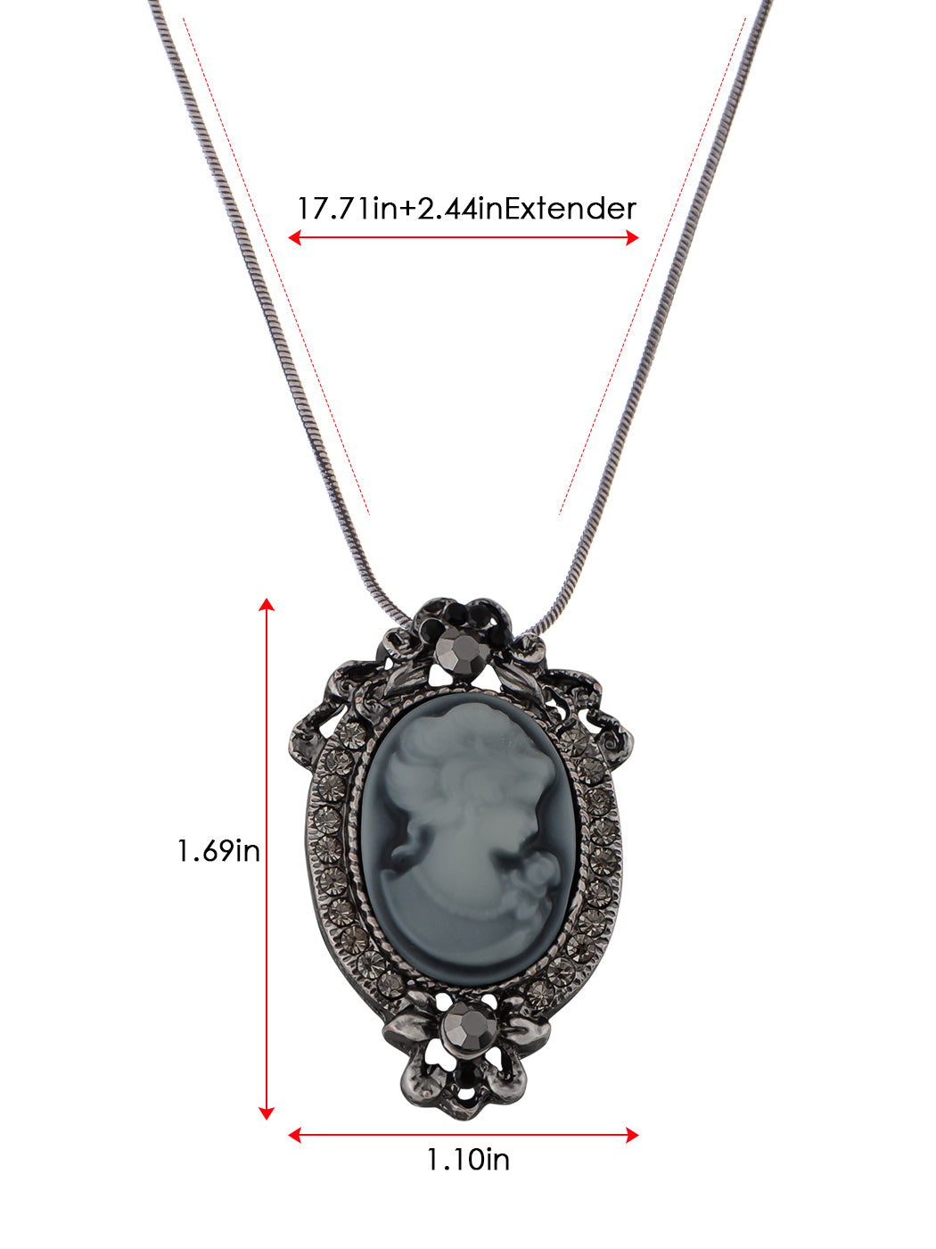 Gun Cameo Lady Victorian Pendant Necklace