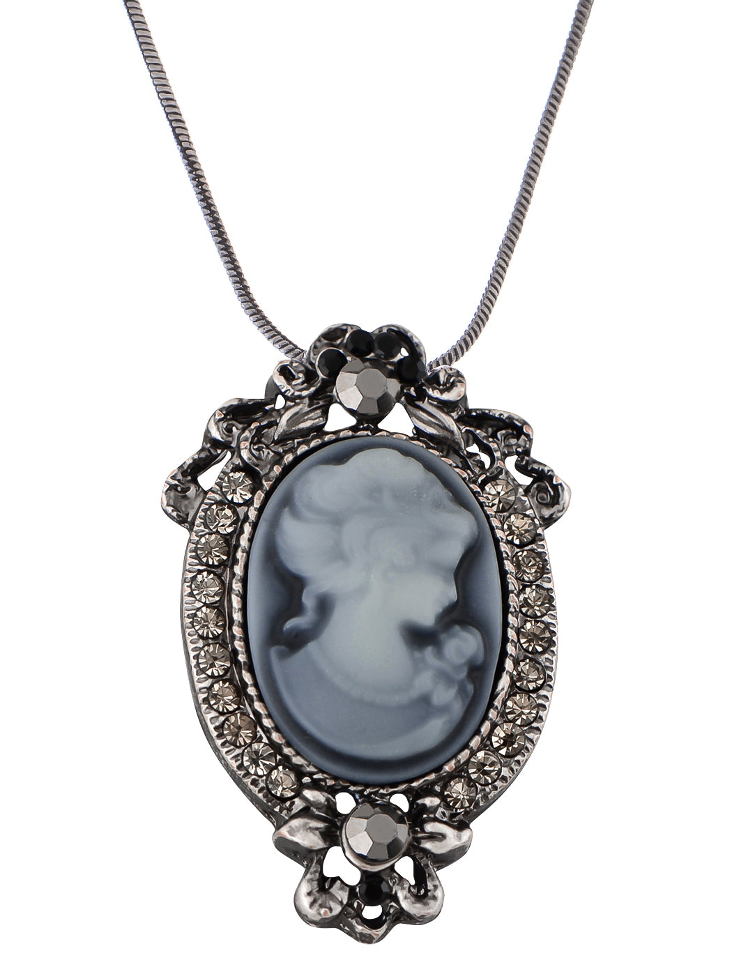 Gun Cameo Lady Victorian Pendant Necklace