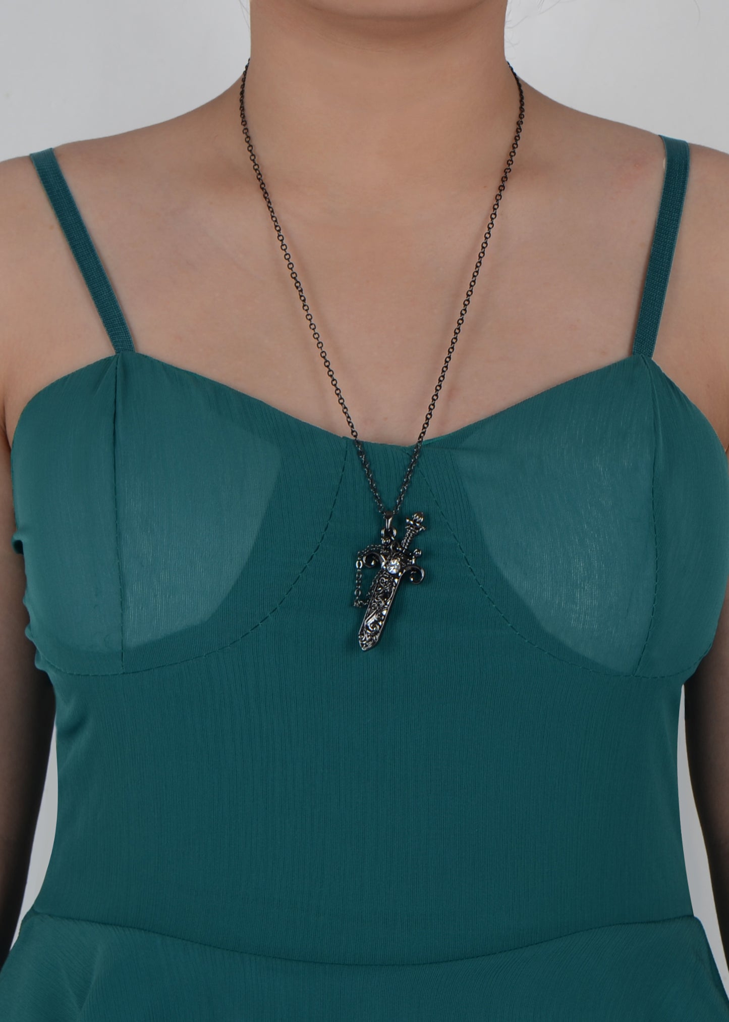 Antique Fantasy Medieval Renaissance Removable Scabbard Rune Sword Dagger Pendant Necklace - ALILANG.COM