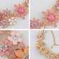 Pearl Floral Pink Multicolor Enamel Flower Bib Statement Necklace
