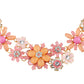 Pearl Floral Pink Multicolor Enamel Flower Bib Statement Necklace
