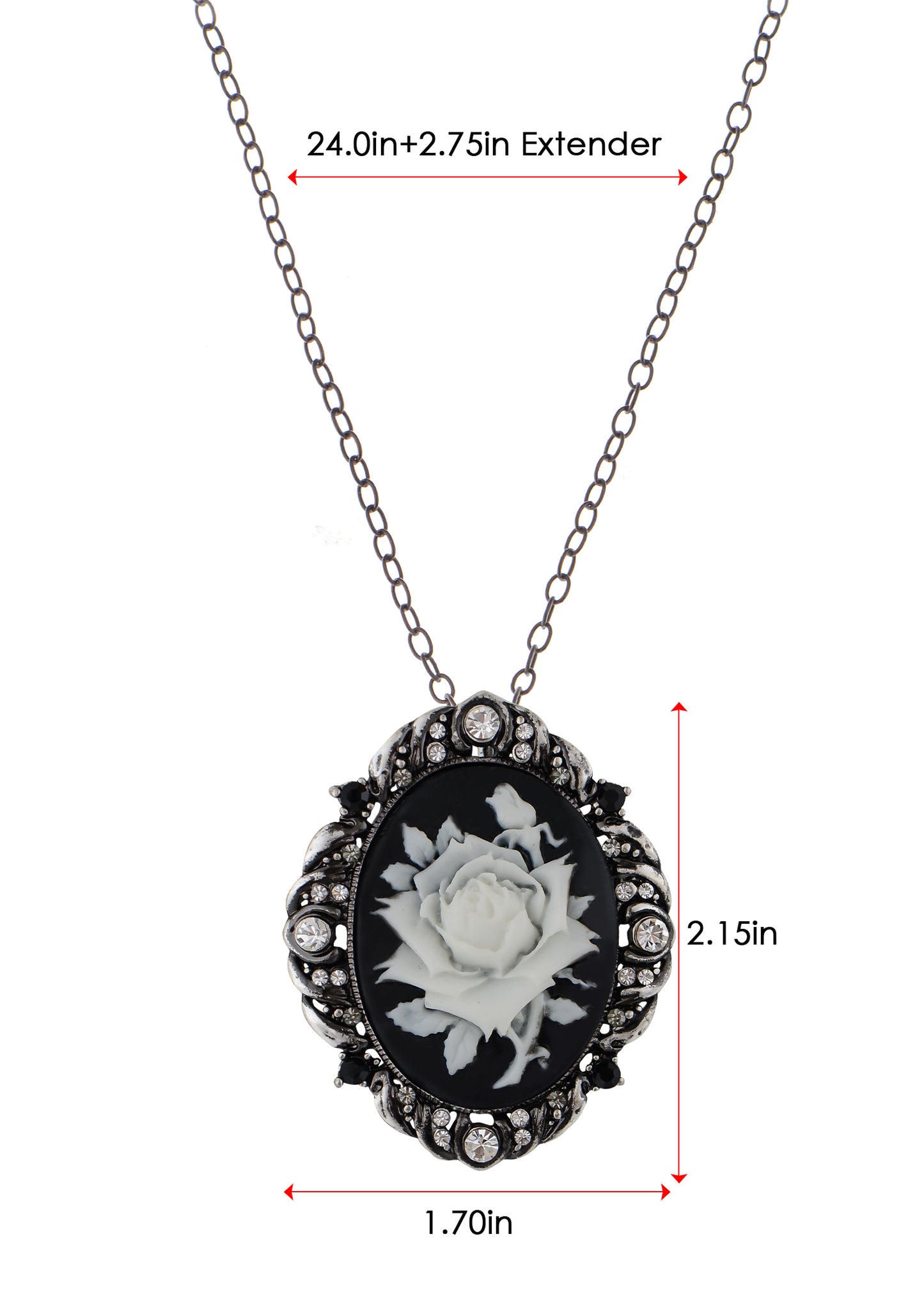 Alilang Vintage Inspired Sparkly Crystal Rhinestones Flower Cameo Pendant Necklace Brooch Pin