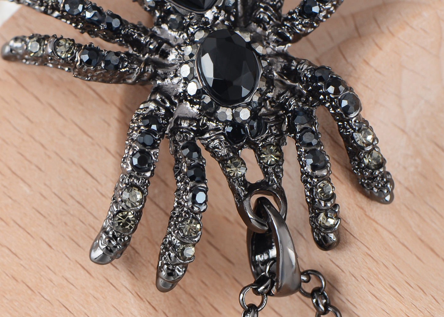 Hematite Czech Spider Pendant Necklace Black Purple Gun