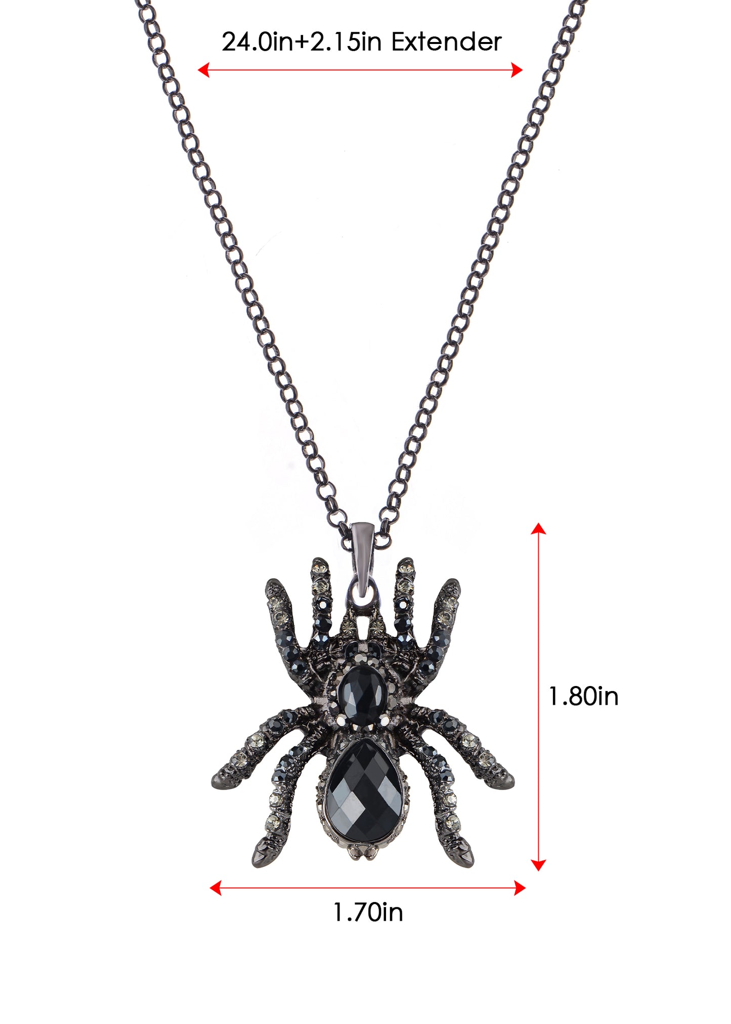 Hematite Czech Spider Pendant Necklace Black Purple Gun