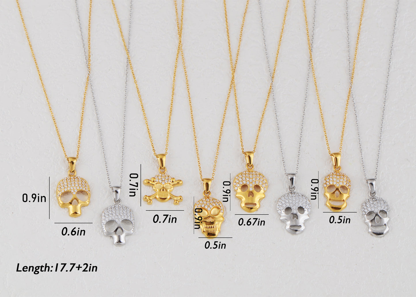 Alilang Crystal Rhinestones Skull Pendant Necklace for Halloween & Punk Rock