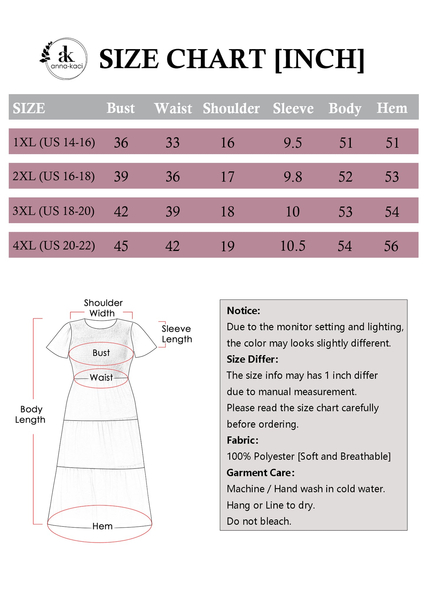 Anna-Kaci Women's Plus Size Casual Round Neck Flutter Short Sleeve Elastic Waist Smocked Tiered Maxi Dress