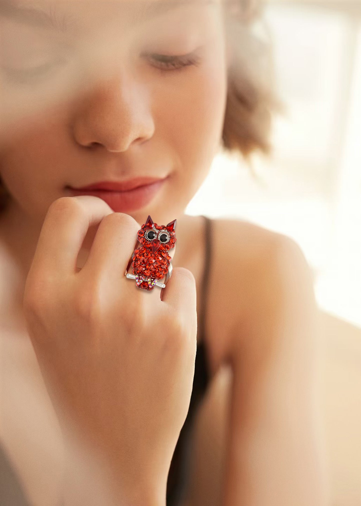 Red Big Eye Ruby Red Devil Owl Perch Bird Ring