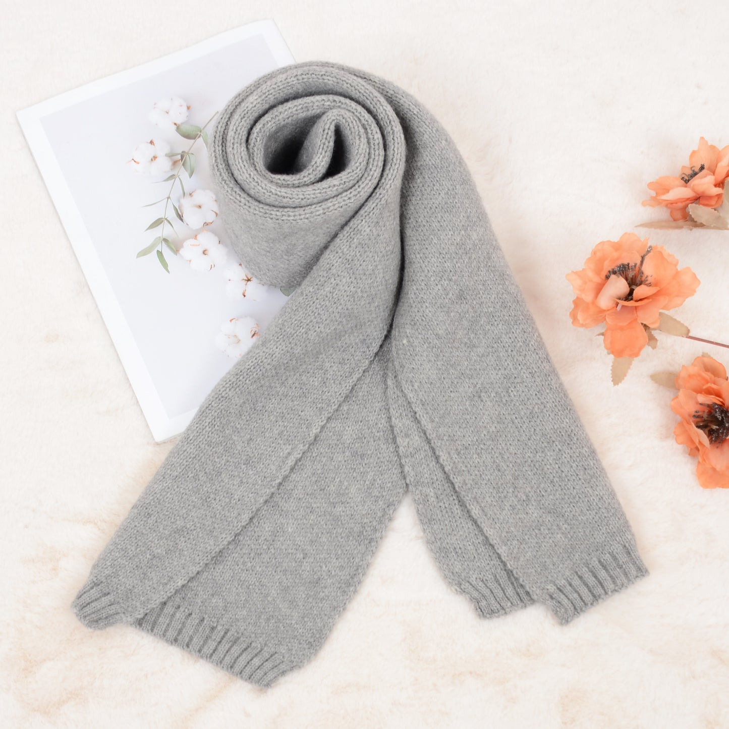 Solid Color Knitted Scarf Winter Neck Warm Wrap Stylish Cold Weather Accessory for Women