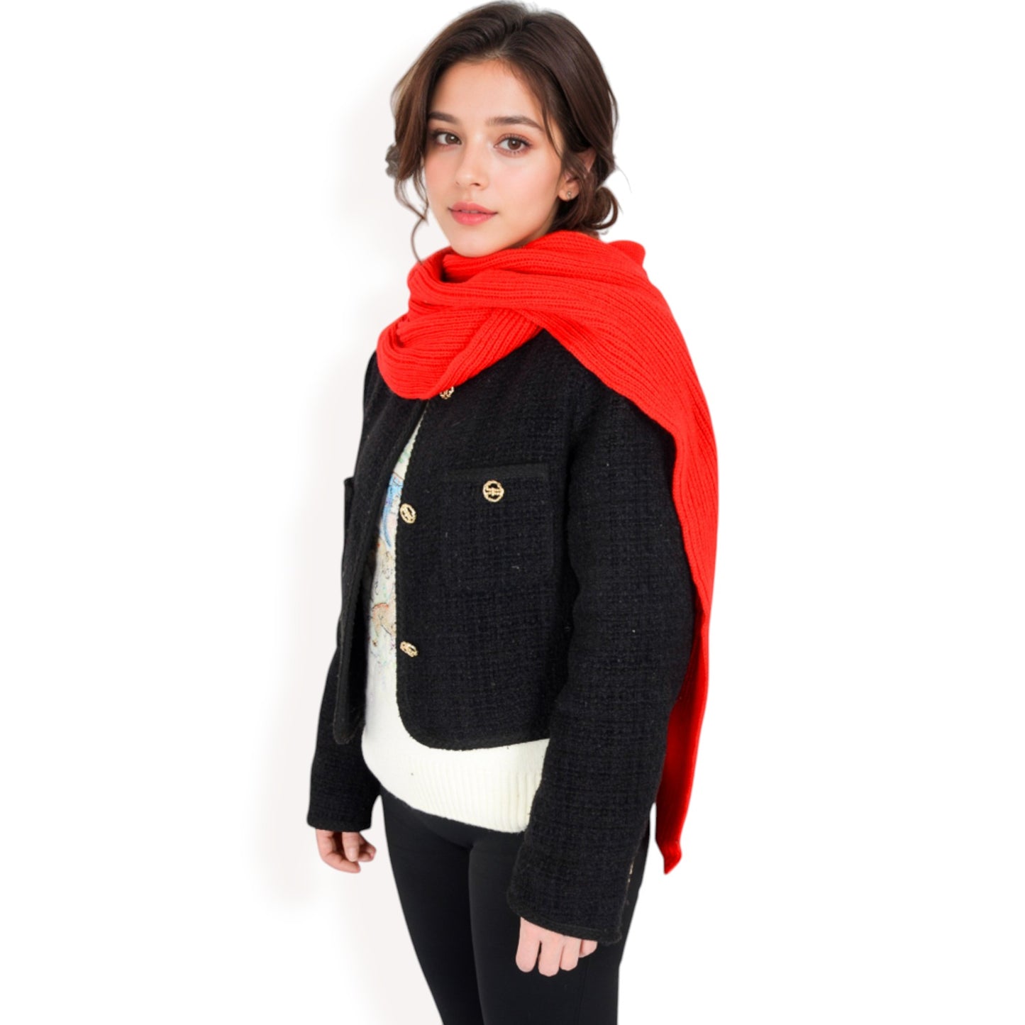 Women's Knitted Hooded Scarf with Versatile Design and Warm Ribbed Texture for Stylish Comfort and Winter Protection - ALILANG.COM