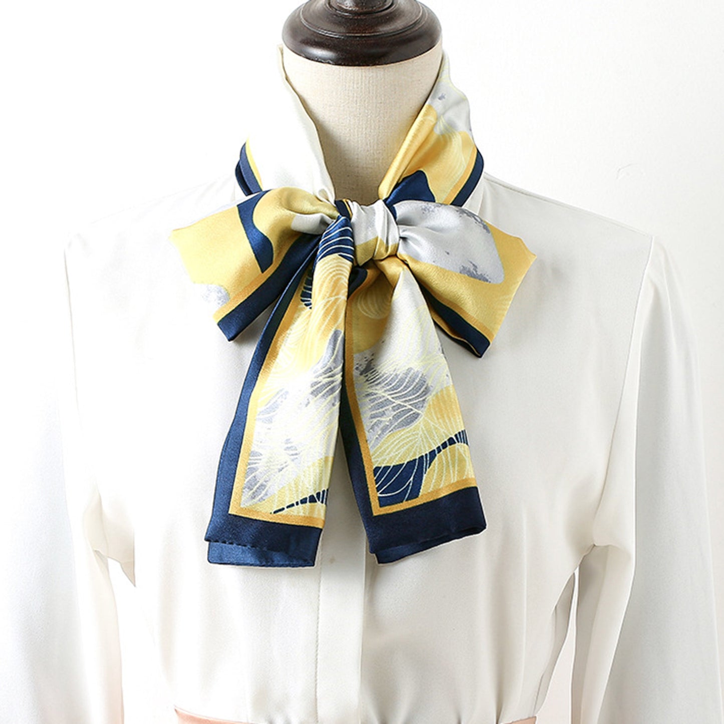 Anna-Kaci Women's Silky Rectangular Neck Scarf with Abstract Print Border Design for Versatile Styling