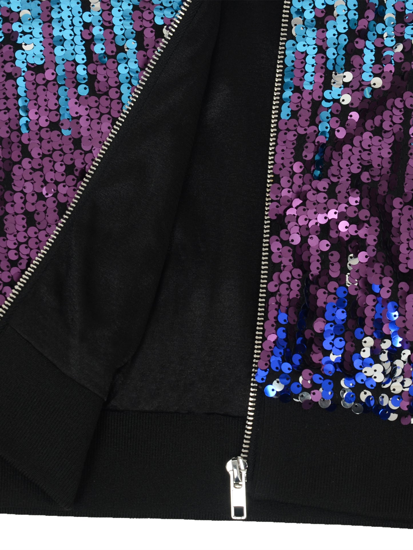 Sequin Bomber Zip-Up Jacket