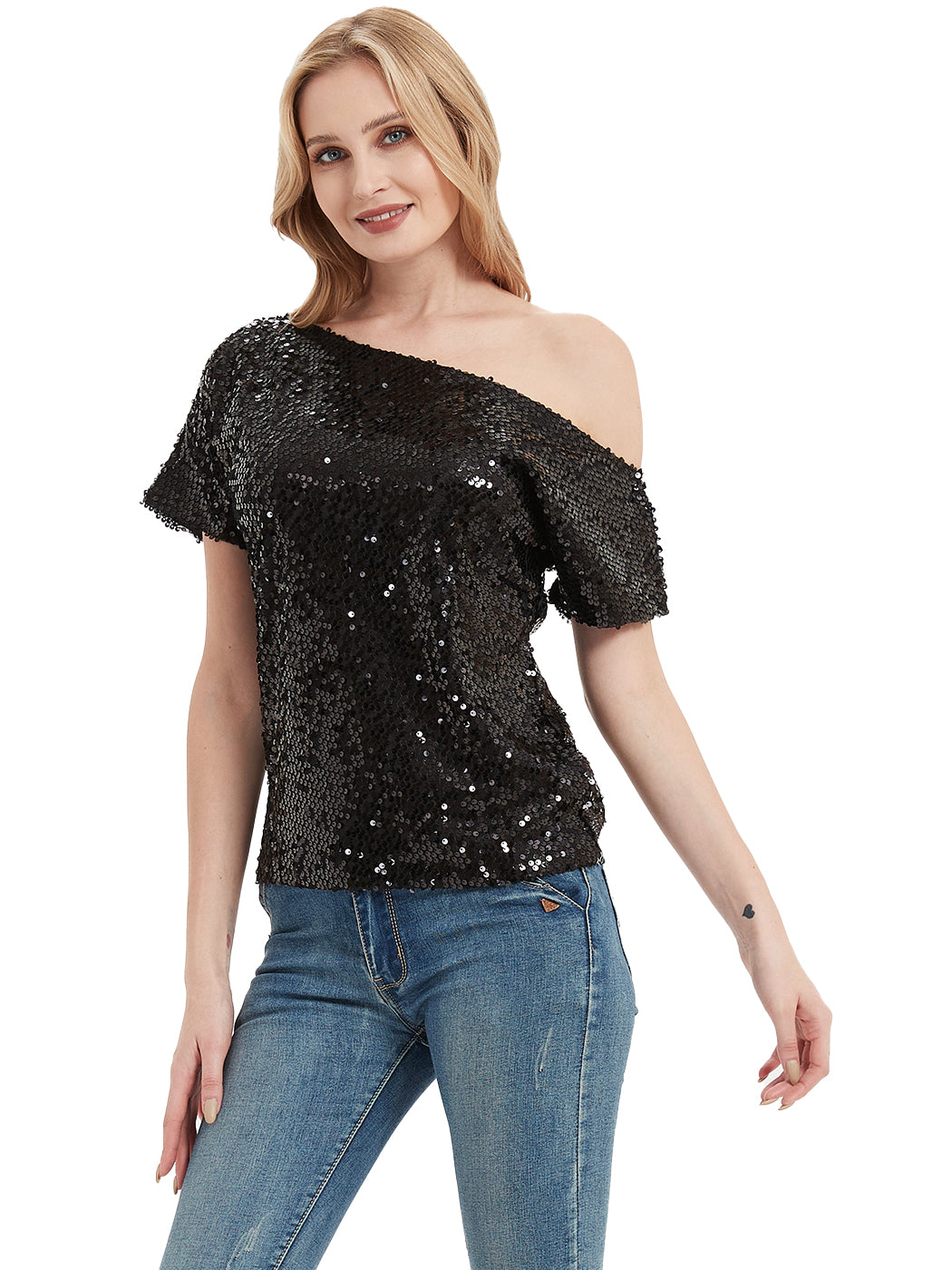 Glam Off-Shoulder Sequin Top