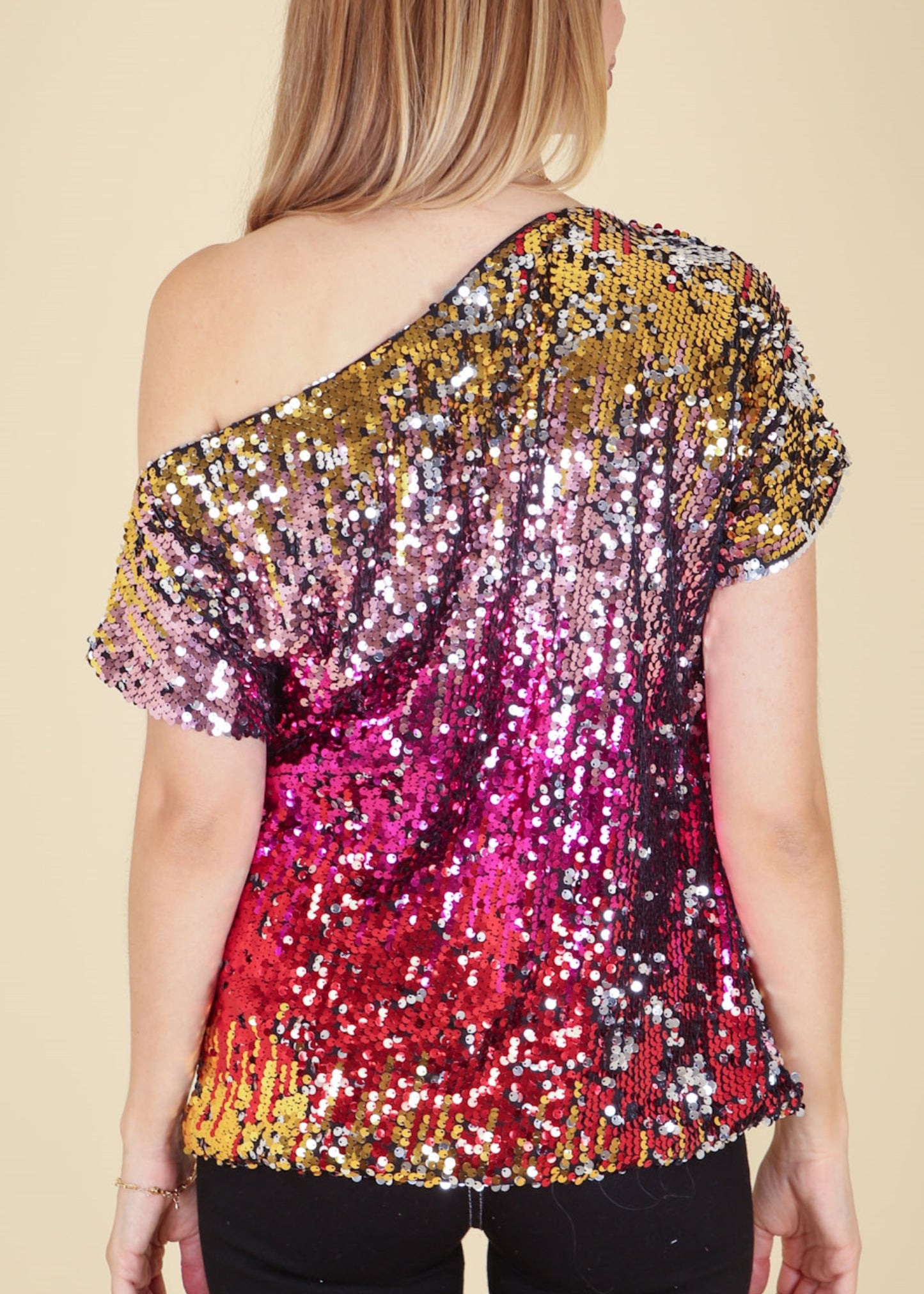 Glam Off-Shoulder Sequin Top