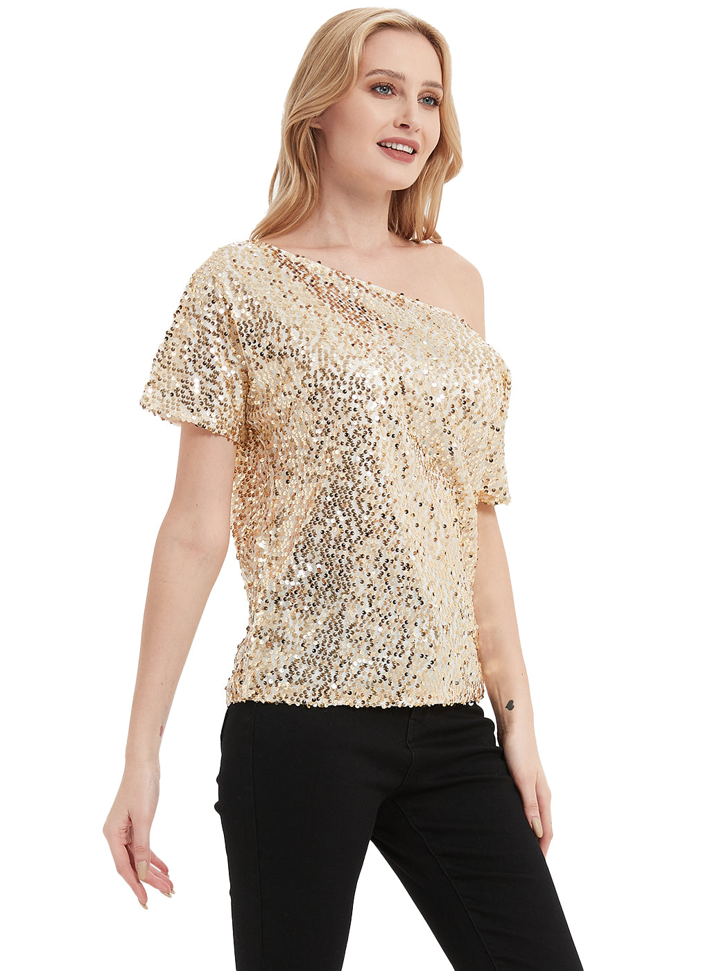 Glam Off-Shoulder Sequin Top