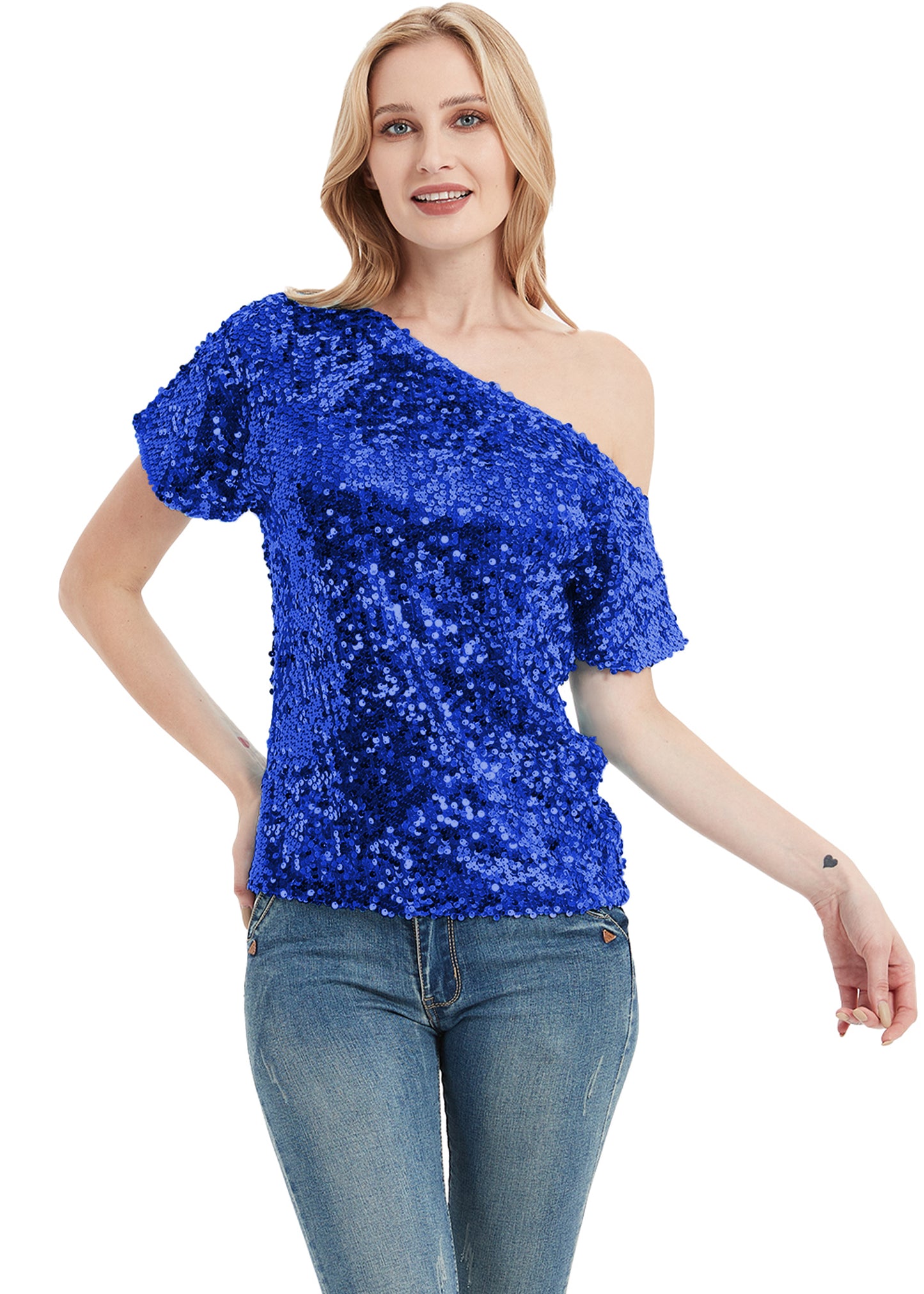 Glam Off-Shoulder Sequin Top