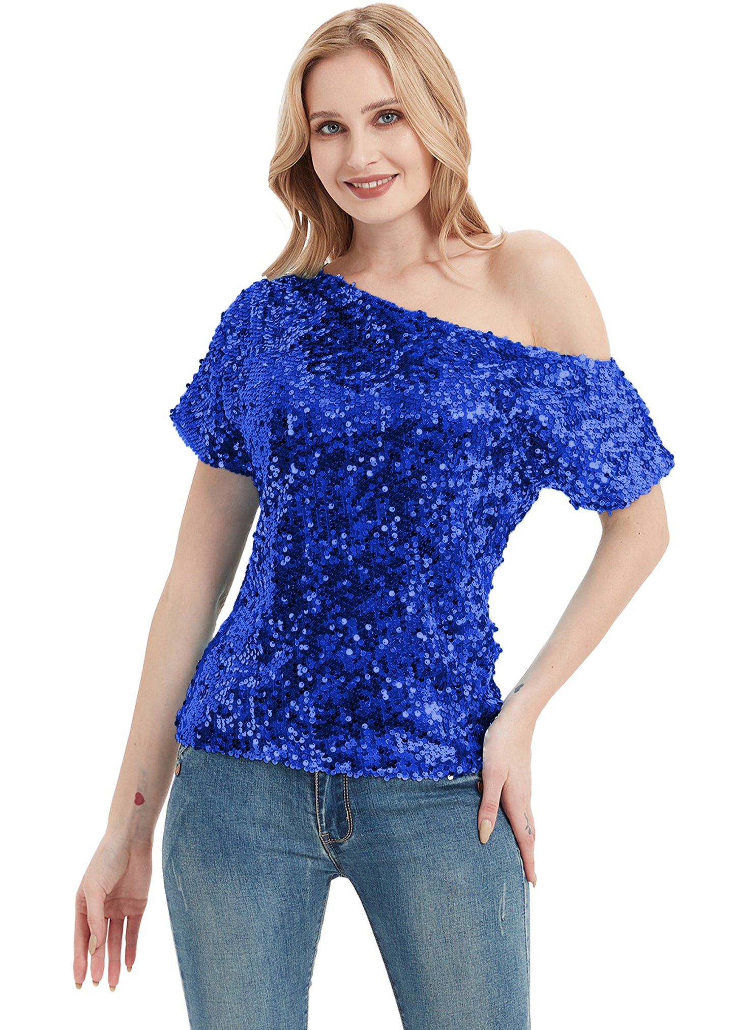 Glam Off-Shoulder Sequin Top